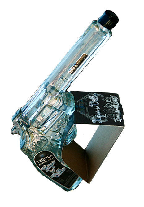 Tequila “hijos de villa” blanco edición especial "diseño pistola revolver"